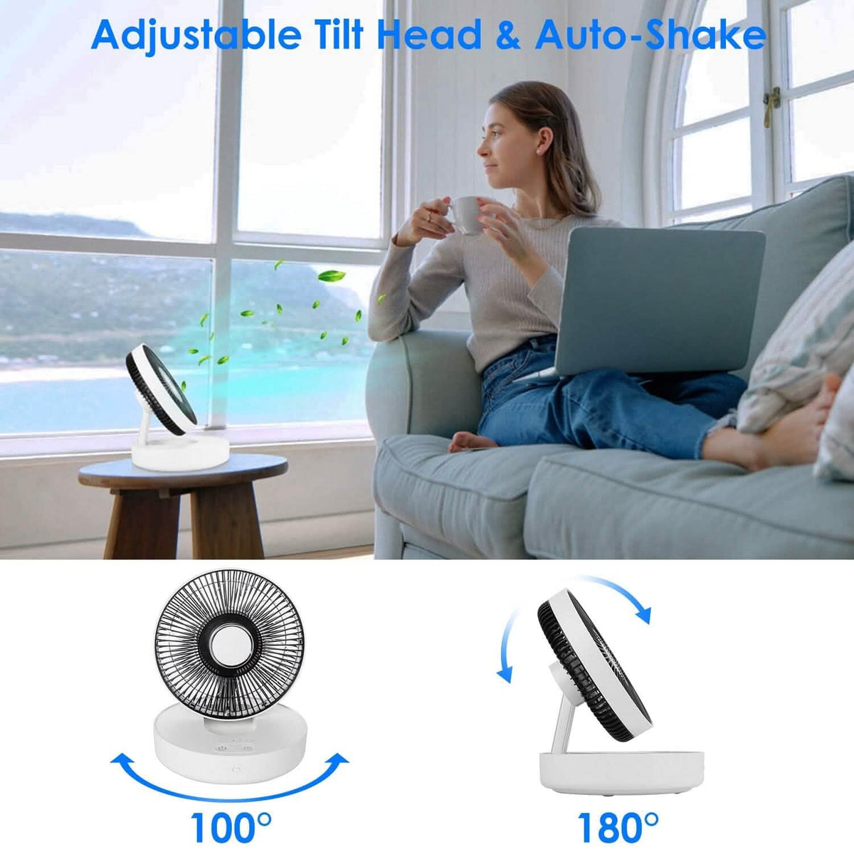 Foldable Rechargeable LED Desk Fan Wall Mounted with Magnetic Remote Household Appliances - Tophatter Daily Deals
