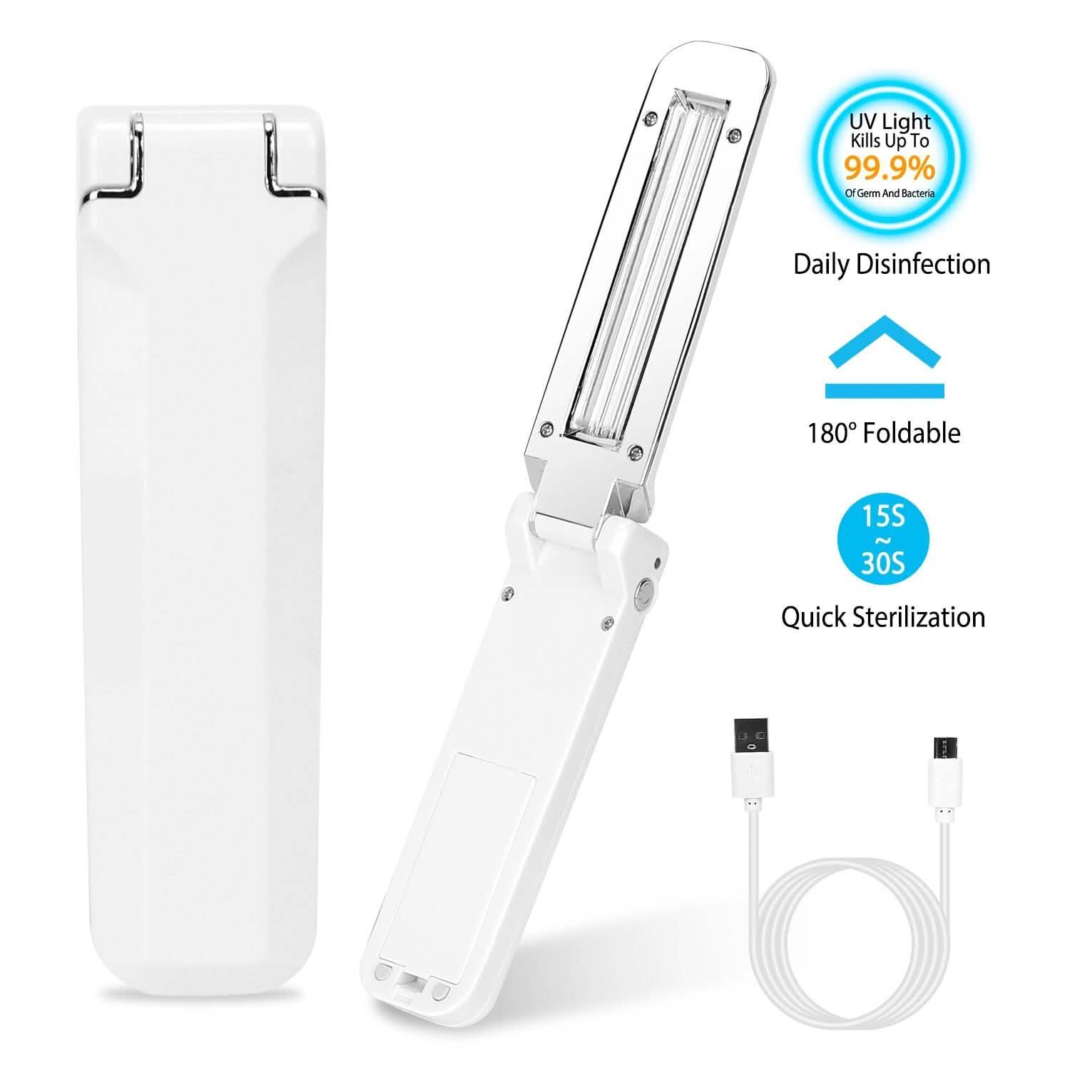 Foldable UV Sanitizer Light Sterilizer Wand Face Masks & PPE - Tophatter Daily Deals