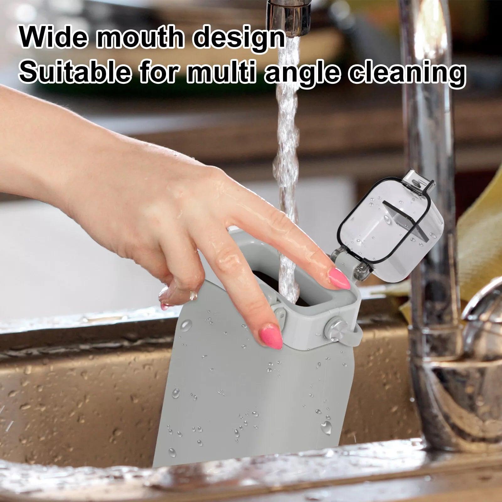 Silicone Water Bottle - 600ml Foldable Drink Bottle Collapsible Water Bottle Outdoor Sport Travel Run Gray bottles - Tophatter Daily Deals