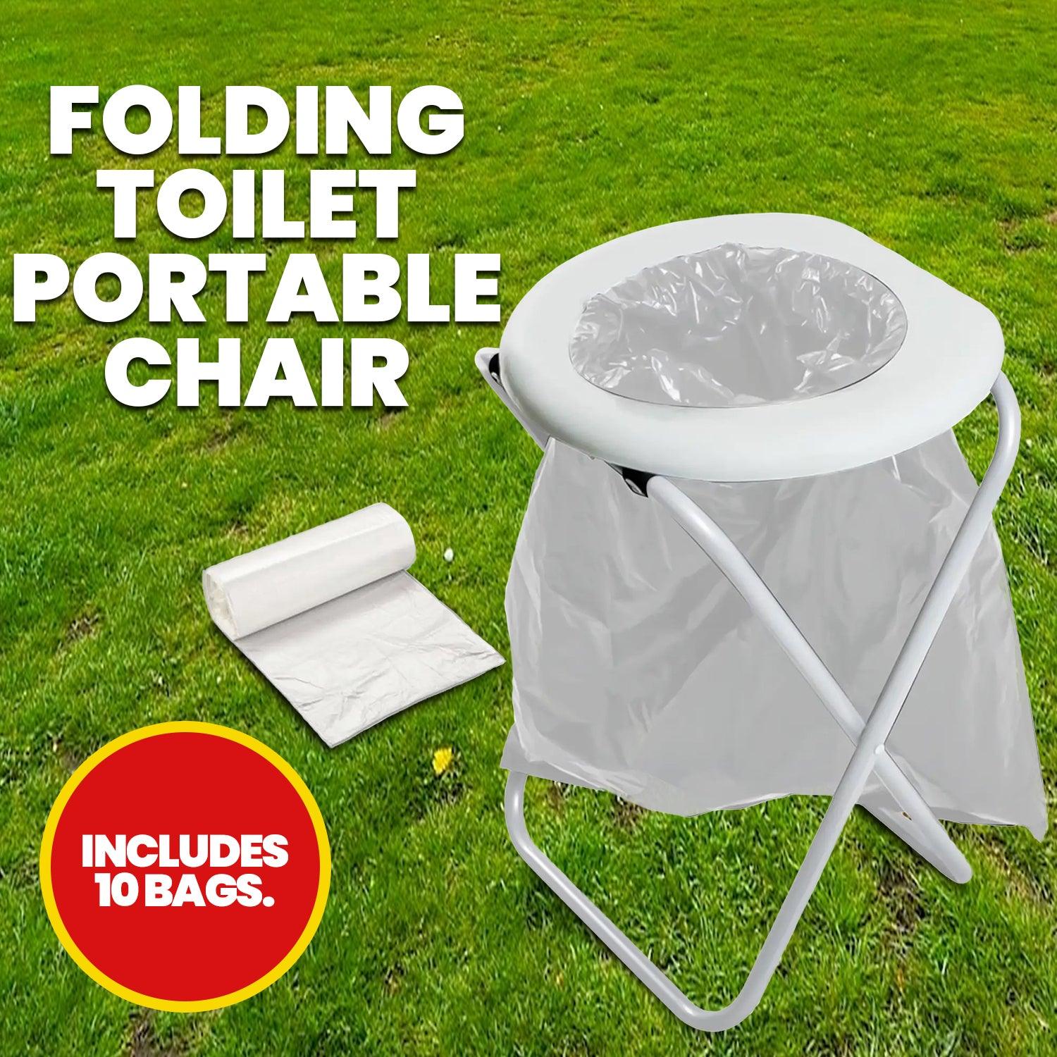 Folding Commode Chair - Portable Toilet Chair Camping Travel Park Fishing Outdoors Seat Accessories - Tophatter Daily Deals