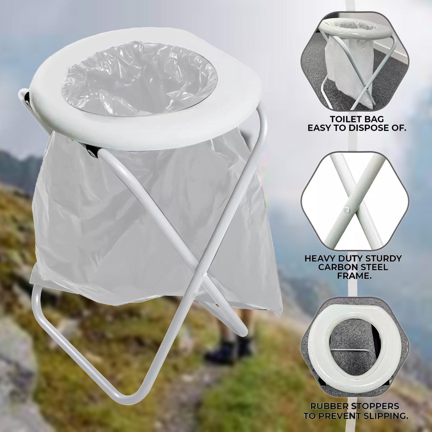 Folding Commode Chair - Portable Toilet Chair Camping Travel Park Fishing Outdoors Seat Accessories - Tophatter Daily Deals