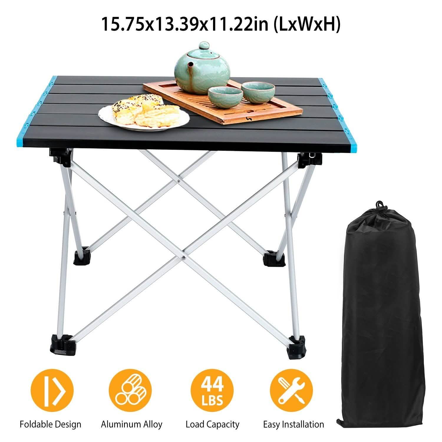 Folding Camping Table Aluminum Alloy Collapsible with Carry Bag Outdoor Recreation - Tophatter Daily Deals