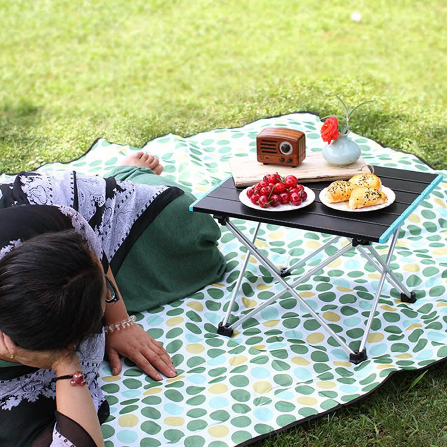 Folding Camping Table Aluminum Alloy Collapsible with Carry Bag Outdoor Recreation - Tophatter Daily Deals