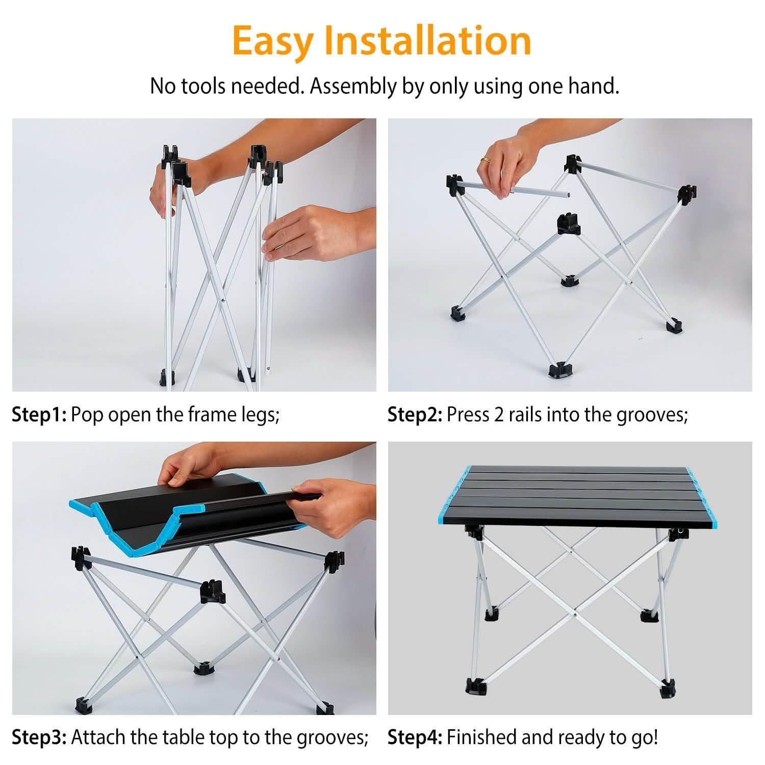 Folding Camping Table Aluminum Alloy Collapsible with Carry Bag Outdoor Recreation - Tophatter Daily Deals