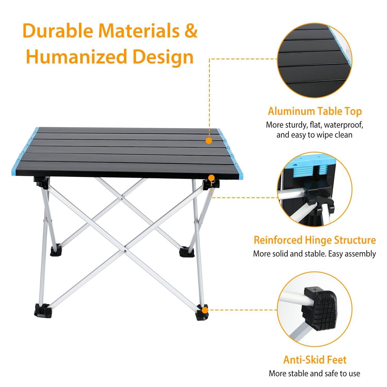 Folding Camping Table Aluminum Alloy Collapsible with Carry Bag Outdoor Recreation - Tophatter Daily Deals
