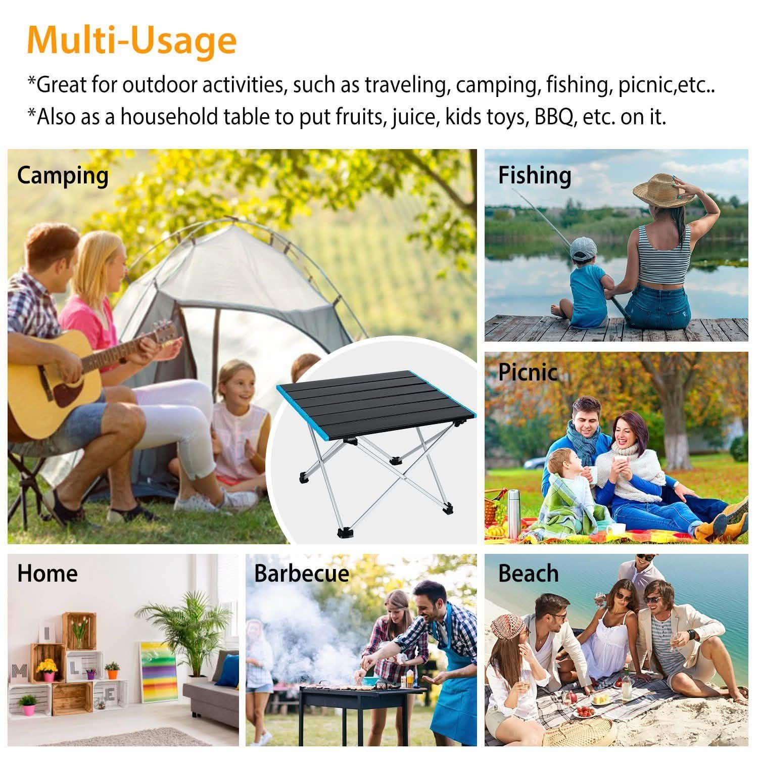 Folding Camping Table Aluminum Alloy Collapsible with Carry Bag Outdoor Recreation - Tophatter Daily Deals