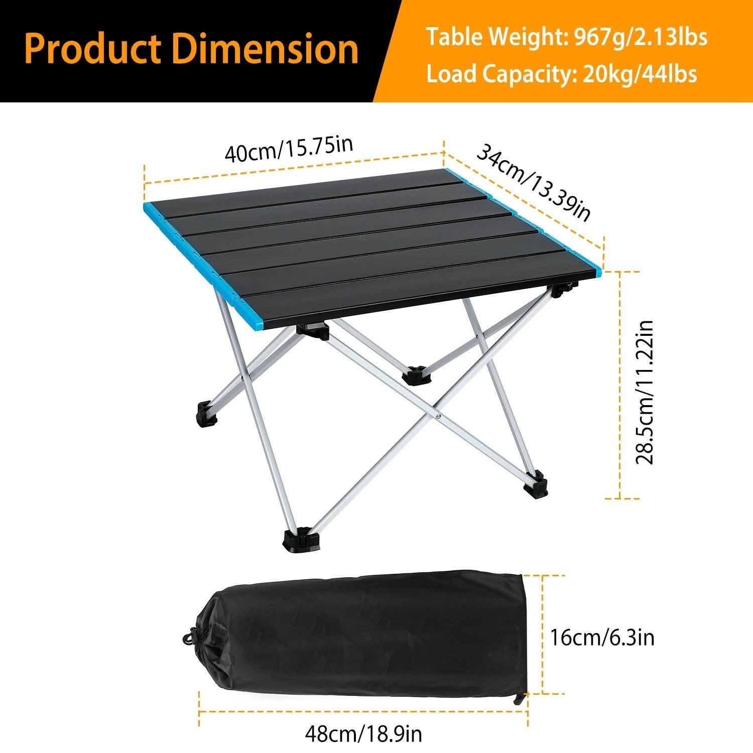 Folding Camping Table Aluminum Alloy Collapsible with Carry Bag Outdoor Recreation - Tophatter Daily Deals