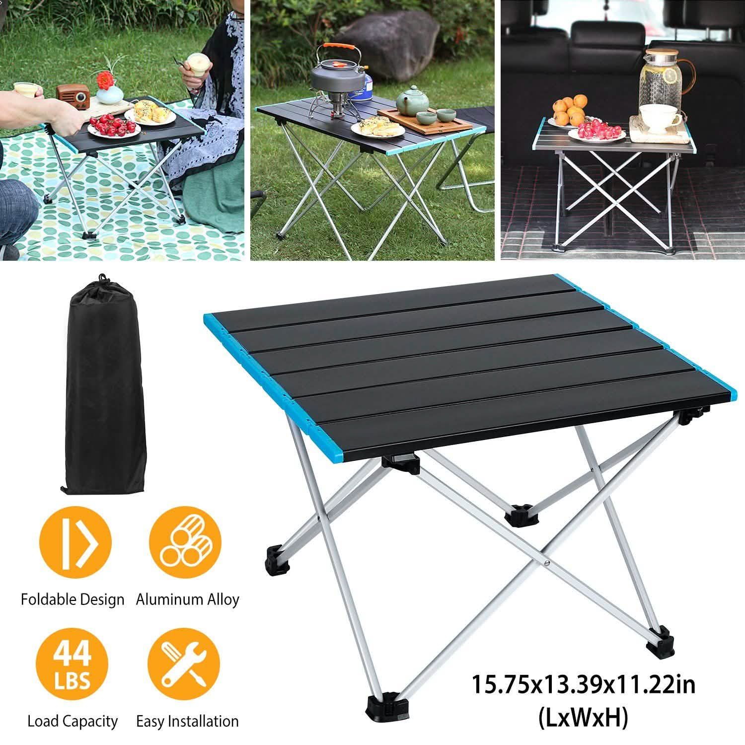 Folding Camping Table Aluminum Alloy Collapsible with Carry Bag Outdoor Recreation - Tophatter Daily Deals