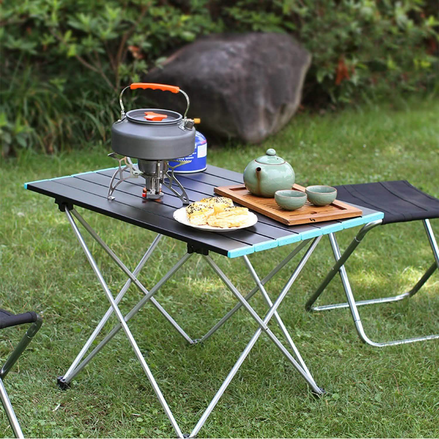 Folding Camping Table Aluminum Alloy Collapsible with Carry Bag Outdoor Recreation - Tophatter Daily Deals