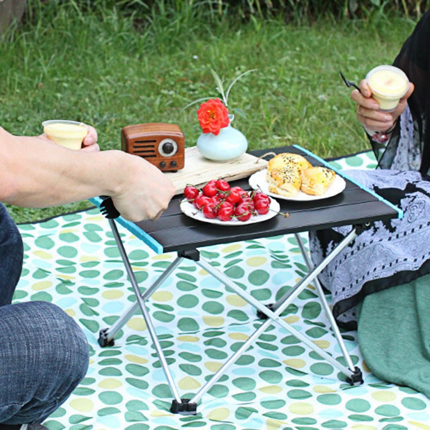 Folding Camping Table Aluminum Alloy Collapsible with Carry Bag Outdoor Recreation - Tophatter Daily Deals