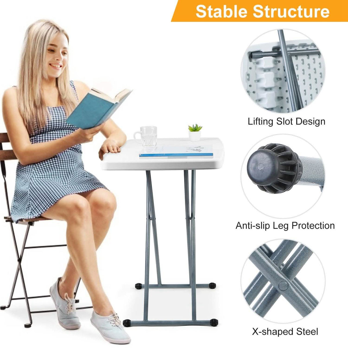 Folding Height Adjustable Snack Table Furniture & Decor - Tophatter Daily Deals