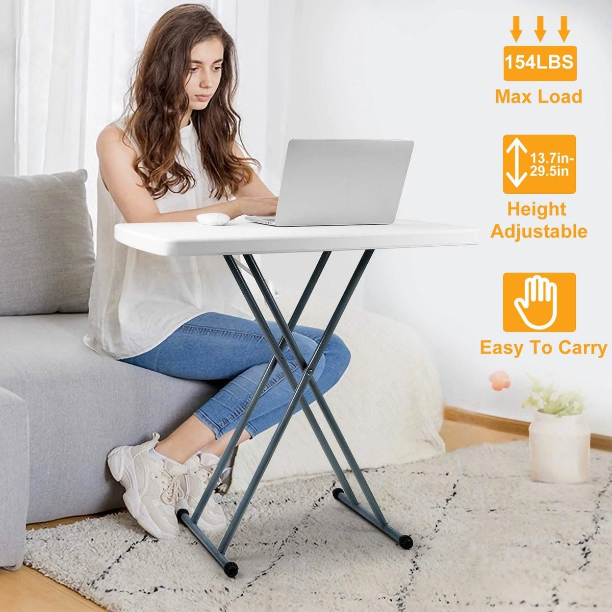 Folding Height Adjustable Snack Table Furniture & Decor - Tophatter Daily Deals