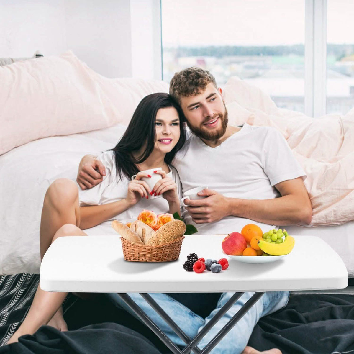 Folding Height Adjustable Snack Table Furniture & Decor - Tophatter Daily Deals