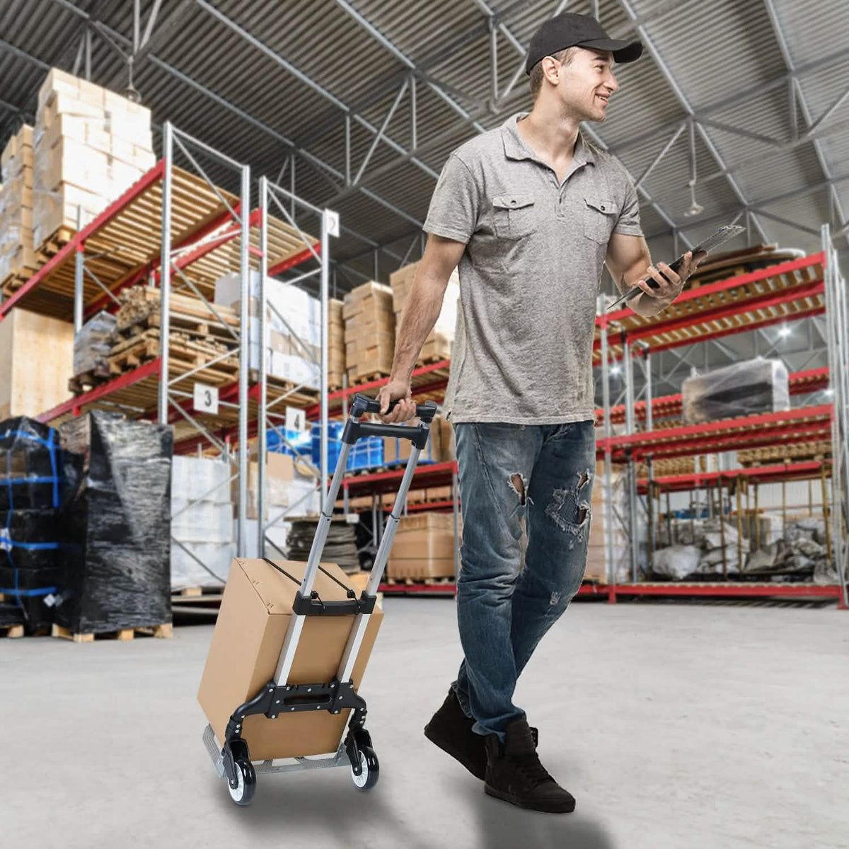 Folding Luggage Cart With Elastic Rope Everything Else - Tophatter Daily Deals