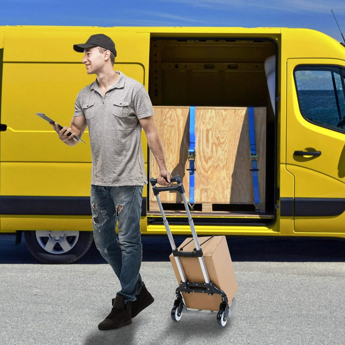 Folding Luggage Cart With Elastic Rope Everything Else - Tophatter Daily Deals