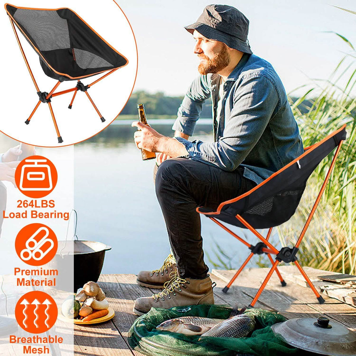 Folding Outdoor Camping Chair Outdoor Recreation - Tophatter Daily Deals