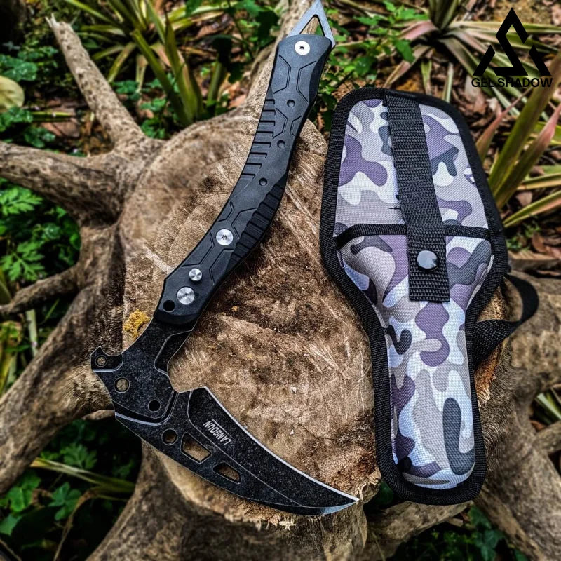 Folding outdoor self-defense fire-extinguishing tactical logging axe-GS44 black Pocket Knives - Tophatter Daily Deals
