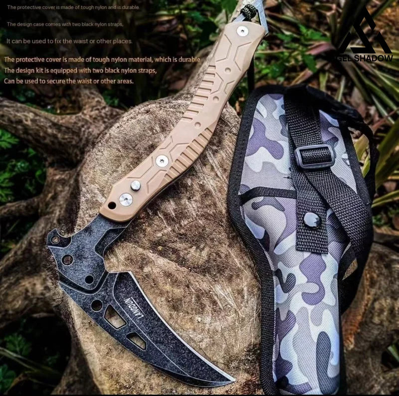 Folding outdoor self-defense fire-extinguishing tactical logging axe-GS44 brown Pocket Knives - Tophatter Daily Deals