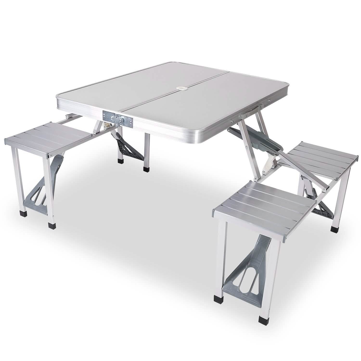 Folding Picnic Table with 4 Seats and Umbrella Hole Outdoor Recreation - Tophatter Daily Deals