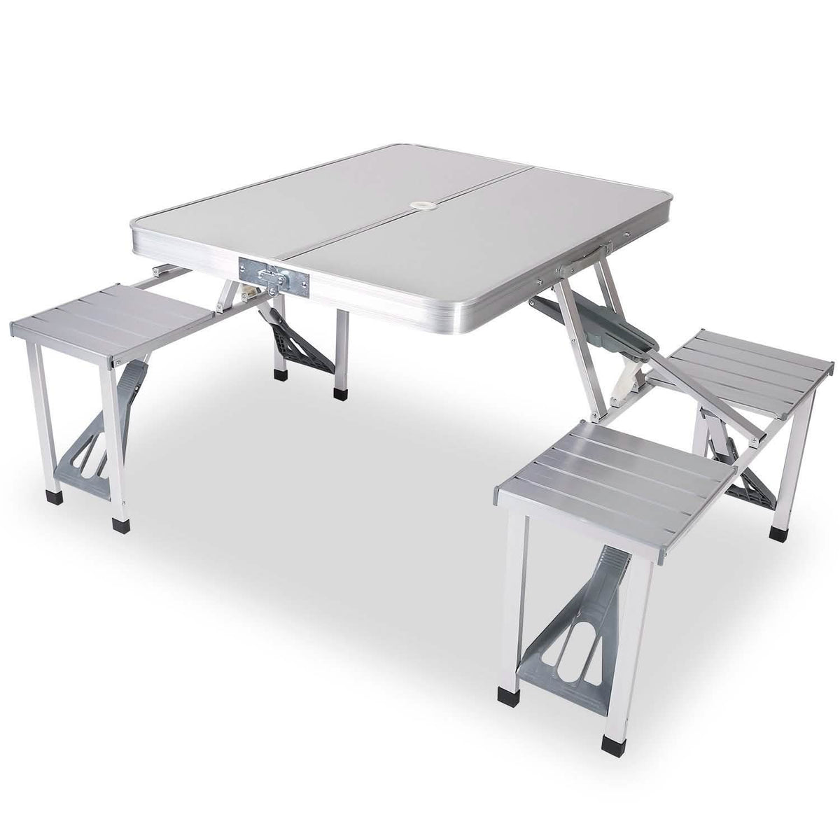 Folding Picnic Table with 4 Seats and Umbrella Hole Outdoor Recreation - Tophatter Daily Deals