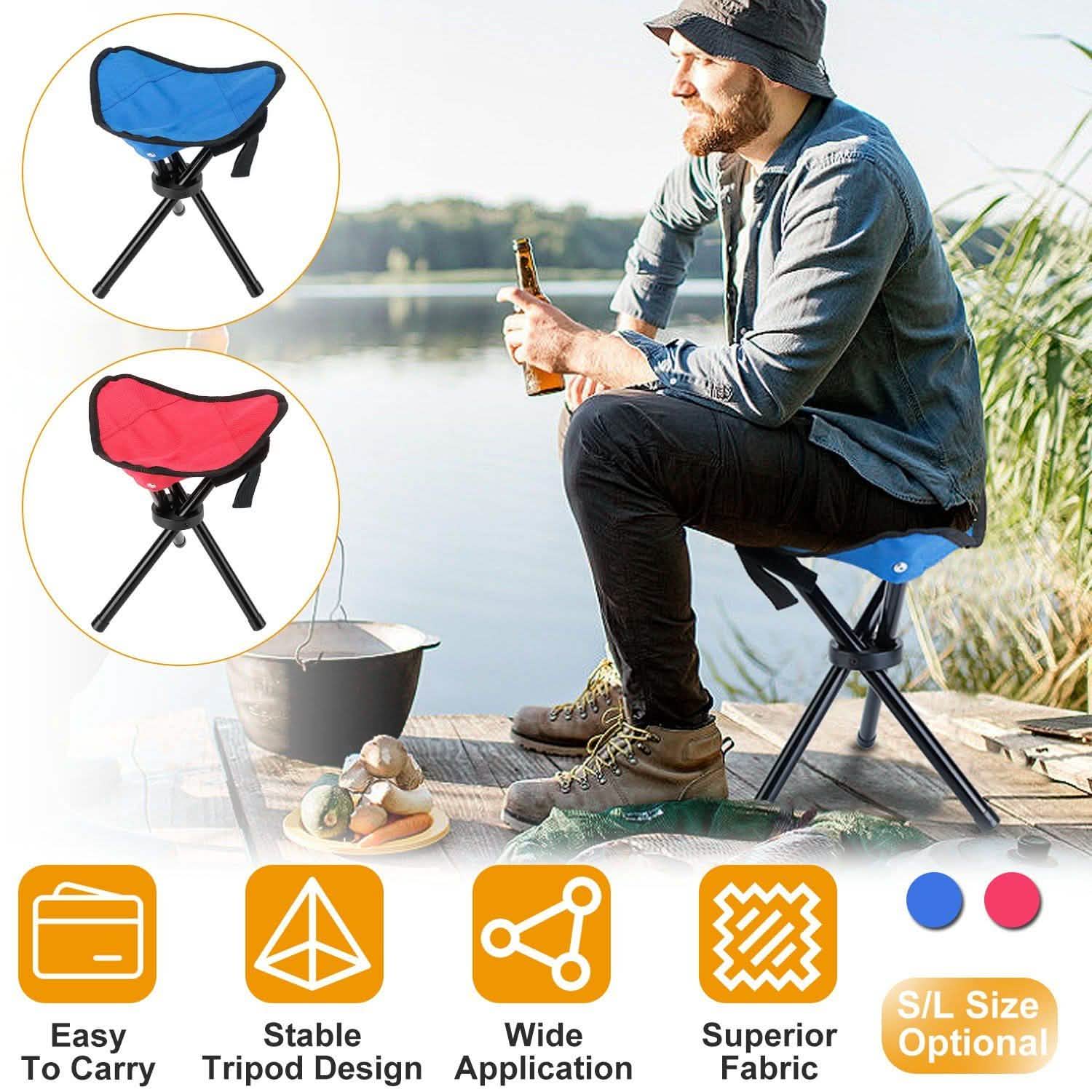 Folding Tripod Stool Outdoor Foldable Travel Chair Outdoor Recreation - Tophatter Daily Deals