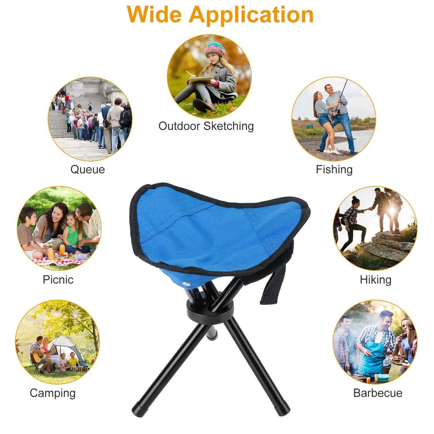Folding Tripod Stool Outdoor Foldable Travel Chair Outdoor Recreation - Tophatter Daily Deals