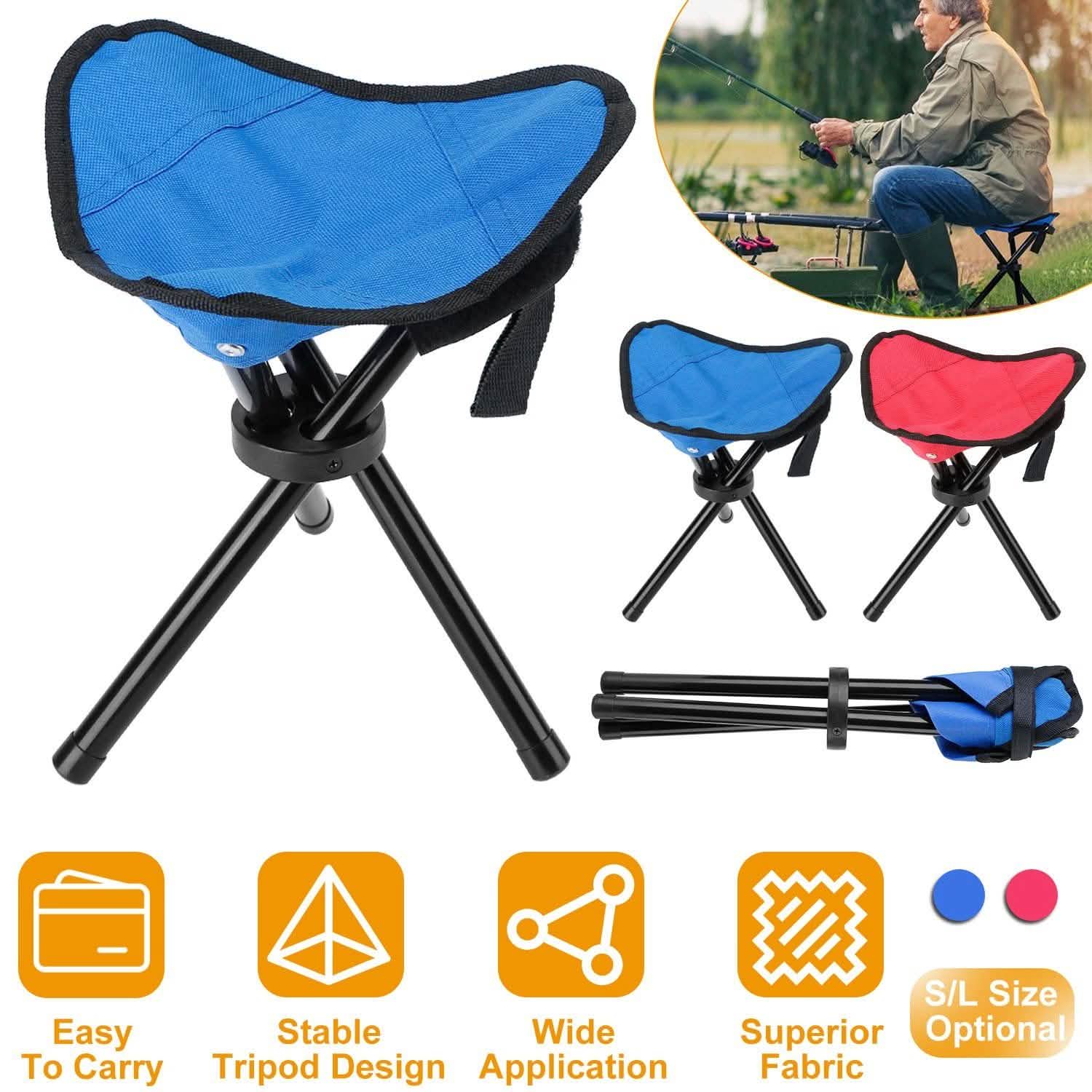 Folding Tripod Stool Outdoor Foldable Travel Chair Outdoor Recreation - Tophatter Daily Deals