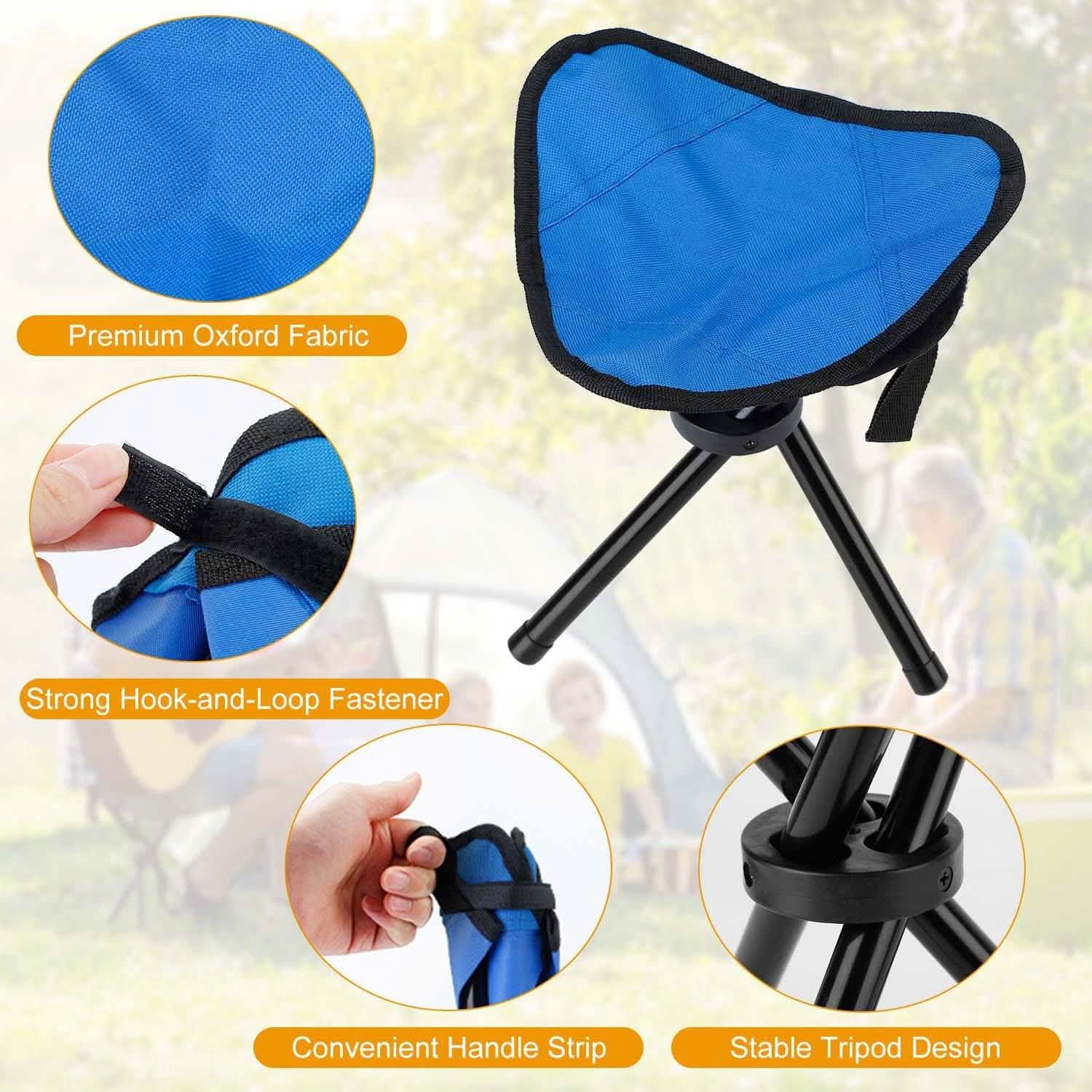Folding Tripod Stool Outdoor Foldable Travel Chair Outdoor Recreation - Tophatter Daily Deals