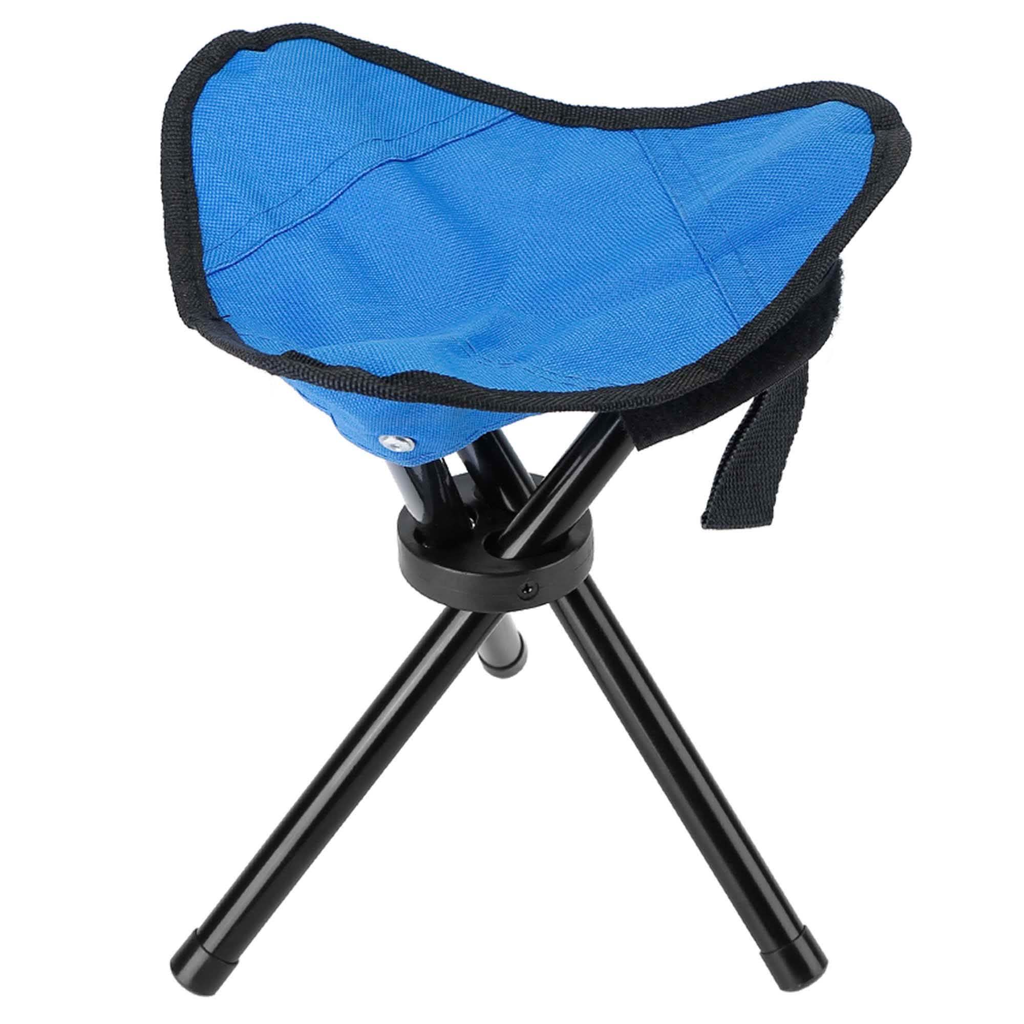Folding Tripod Stool Outdoor Foldable Travel Chair Blue Outdoor Recreation - Tophatter Daily Deals