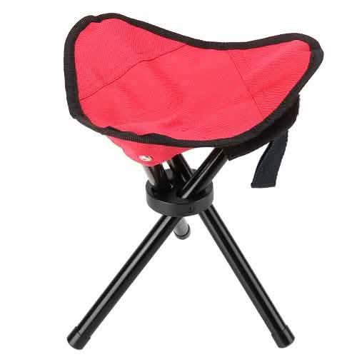 Folding Tripod Stool Outdoor Foldable Travel Chair Red Outdoor Recreation - Tophatter Daily Deals