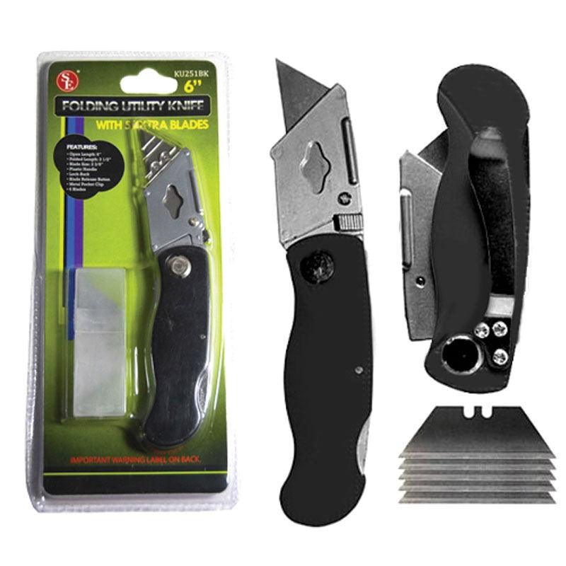 Folding Utility Knife with 5 Extra Blades Survival - Tophatter Daily Deals
