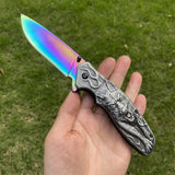 Ultimate 3D Relief Sculpture Folding Knife Collection Wolf Blue Blade - Tophatter Daily Deals