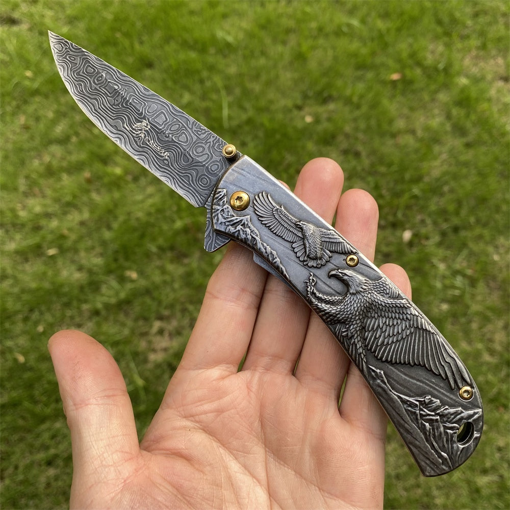 Ultimate 3D Relief Sculpture Folding Knife Collection Two Eagle - Tophatter Daily Deals
