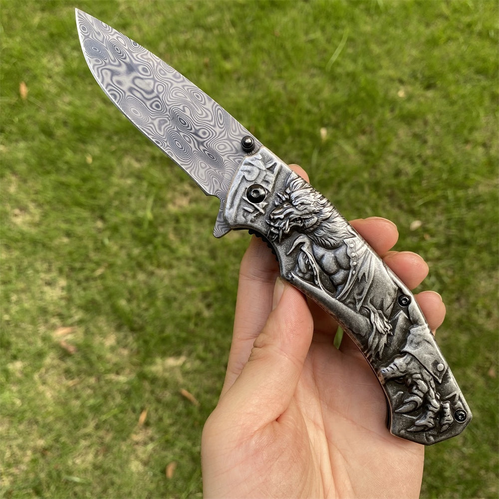 Ultimate 3D Relief Sculpture Folding Knife Collection Werewolf - Tophatter Daily Deals