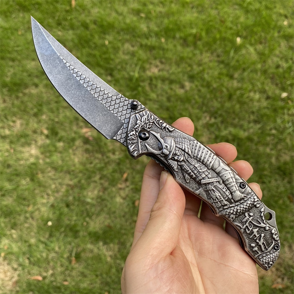 Ultimate 3D Relief Sculpture Folding Knife Collection Samurai - Tophatter Daily Deals