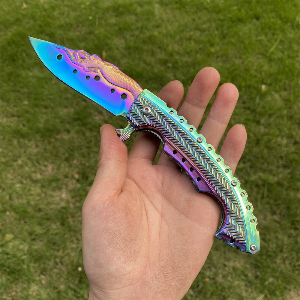 Ultimate 3D Relief Sculpture Folding Knife Collection Mermaid - Tophatter Daily Deals