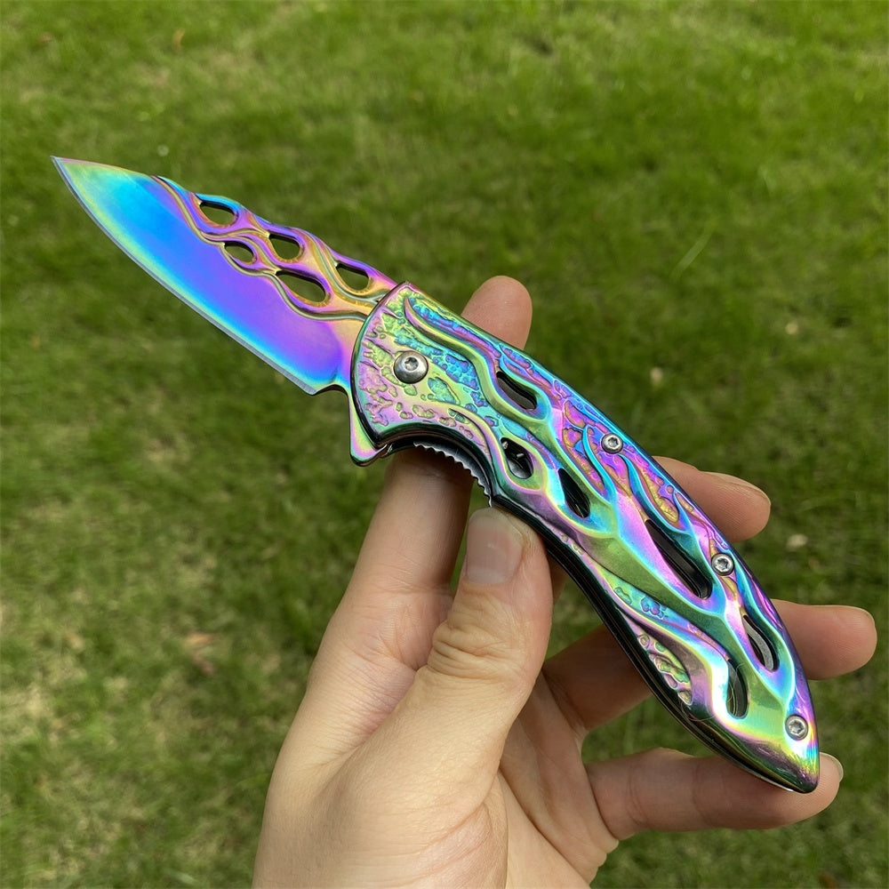 Ultimate 3D Relief Sculpture Folding Knife Collection Flame Blue - Tophatter Daily Deals