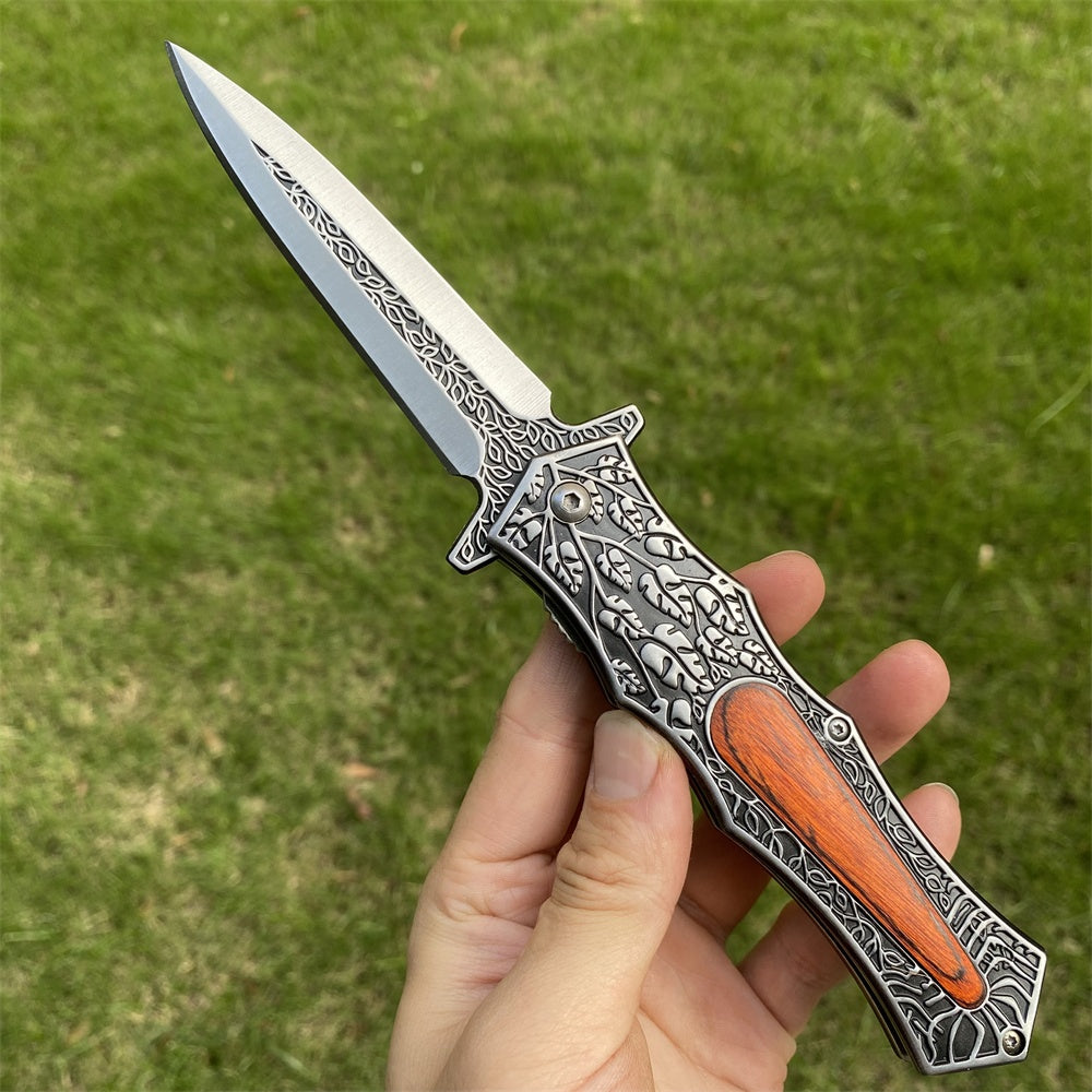 Ultimate 3D Relief Sculpture Folding Knife Collection Black Vine - Tophatter Daily Deals