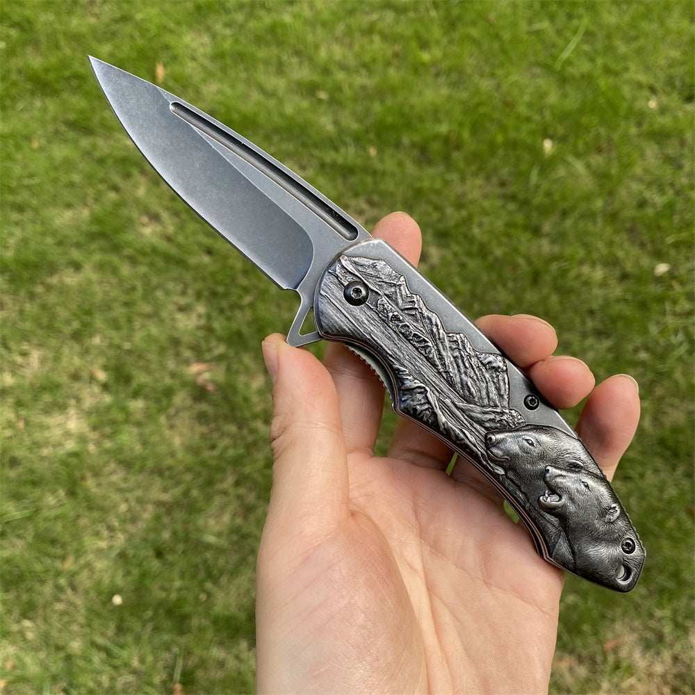 Ultimate 3D Relief Sculpture Folding Knife Collection Polar Bear - Tophatter Daily Deals