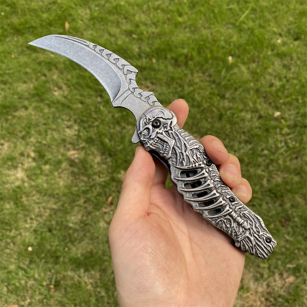 Ultimate 3D Relief Sculpture Folding Knife Collection Skull - Tophatter Daily Deals