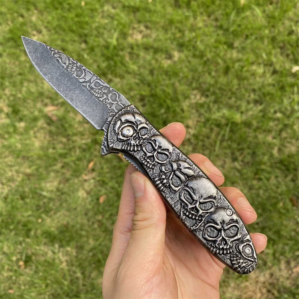 Ultimate 3D Relief Sculpture Folding Knife Collection Horrible Skulls - Tophatter Daily Deals