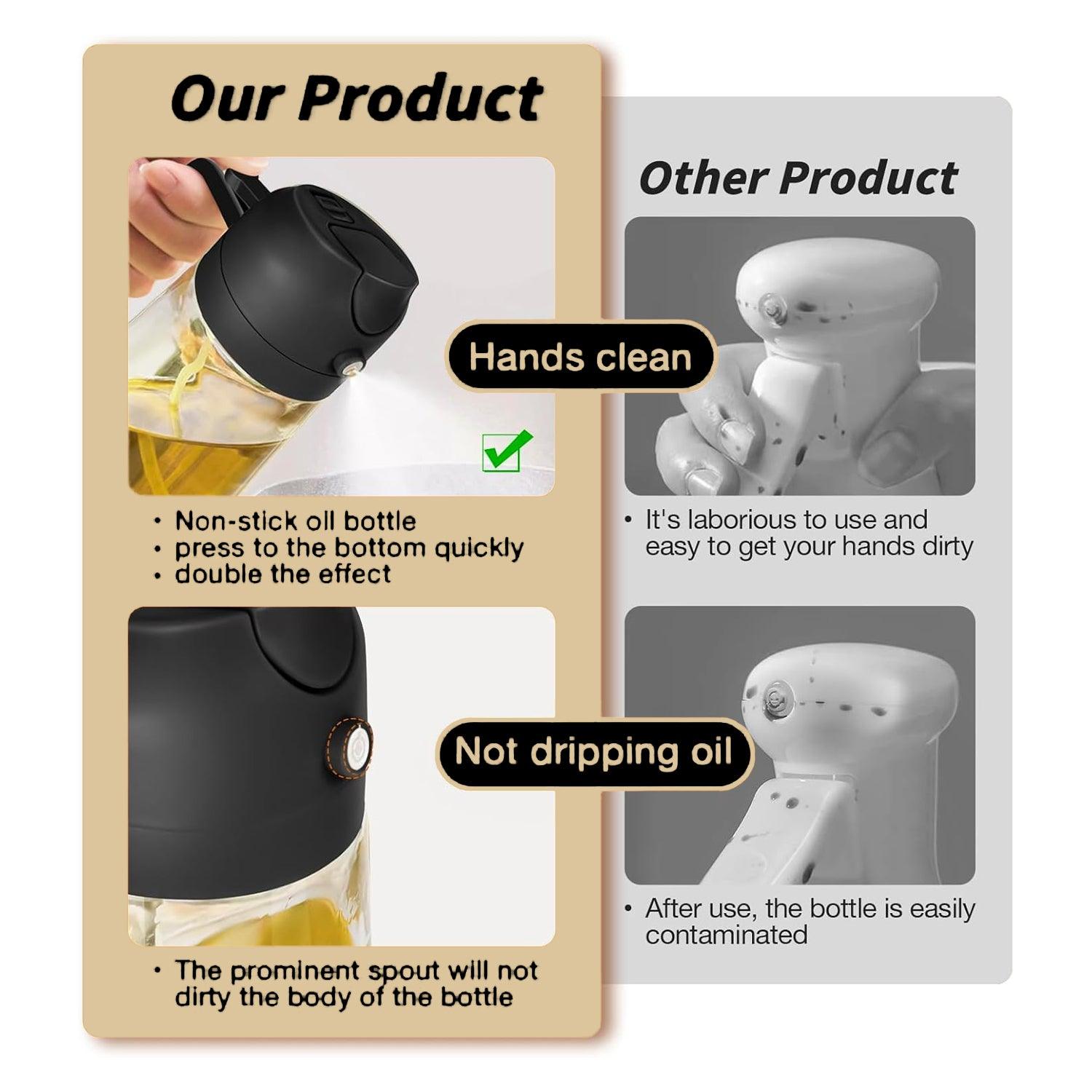 Cooking Oil Spray Bottle - 2-in-1 Oil Dispenser Bottle Refillable BBQ Cooking Olive Oil Sprayer UK Home - Tophatter Daily Deals