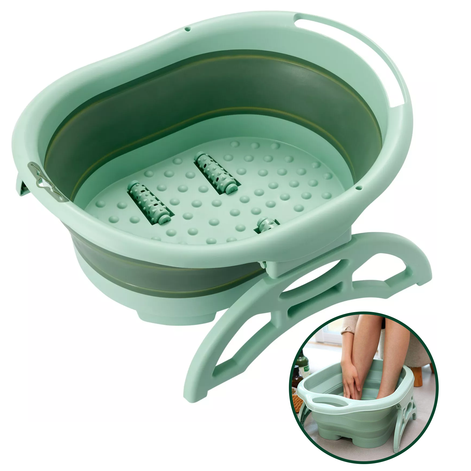 Foot Spa Bath Massager – Foldable Soaking Tub with Bubble & Roller Massage Bathtubs - Tophatter Daily Deals