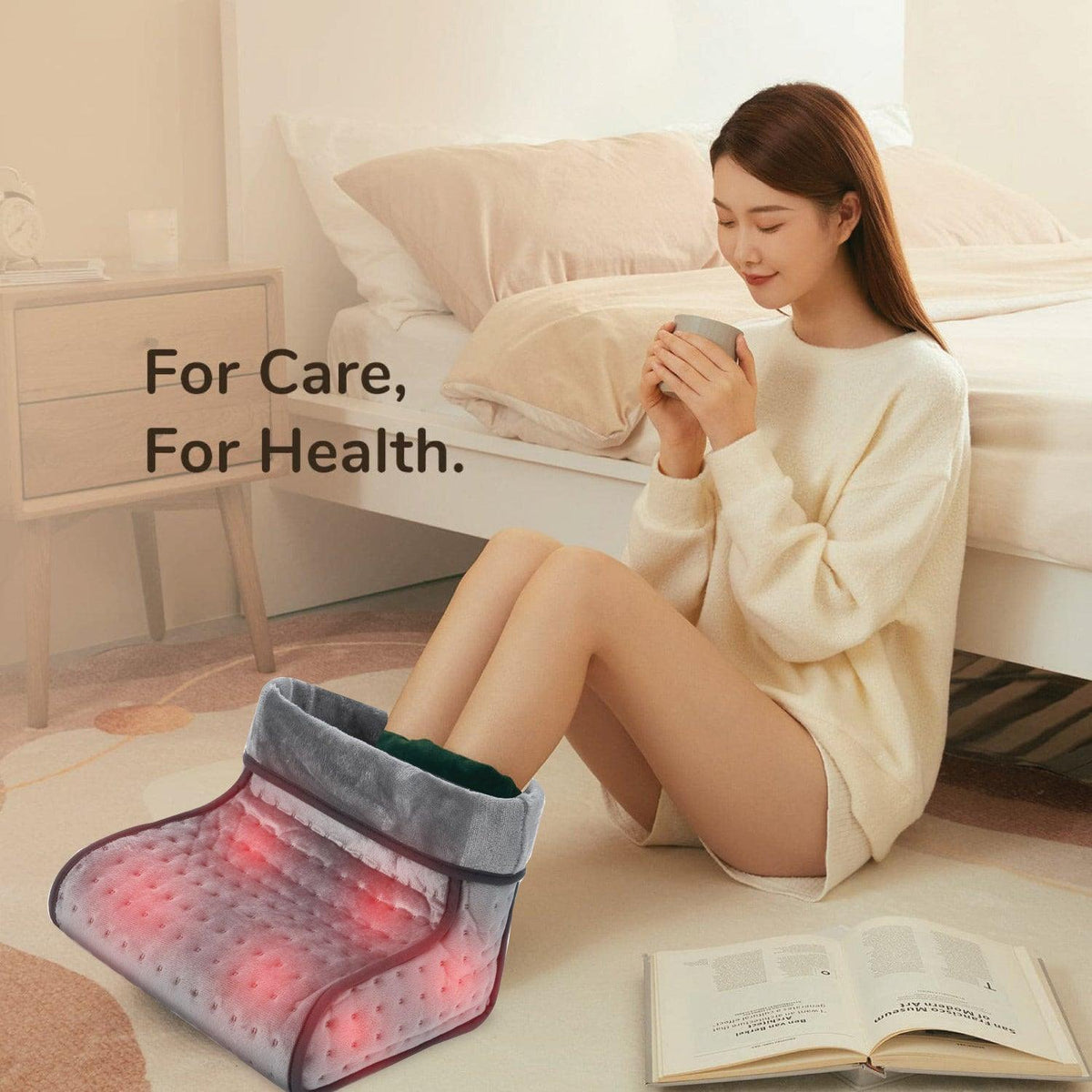 Electric Foot Warmer - 2 In 1 Electric Heated Foot Warmer Massager Comfort Fleece Suede Comfy Relaxing Clothing - Tophatter Daily Deals