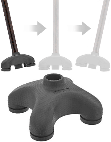 SafeTbase Self-Standing Cane Tip: Black Enhanced Stability Large Cane Tips - Tophatter Daily Deals