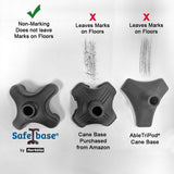 SafeTbase Self-Standing Cane Tip: Black Enhanced Stability Large Cane Tips - Tophatter Daily Deals