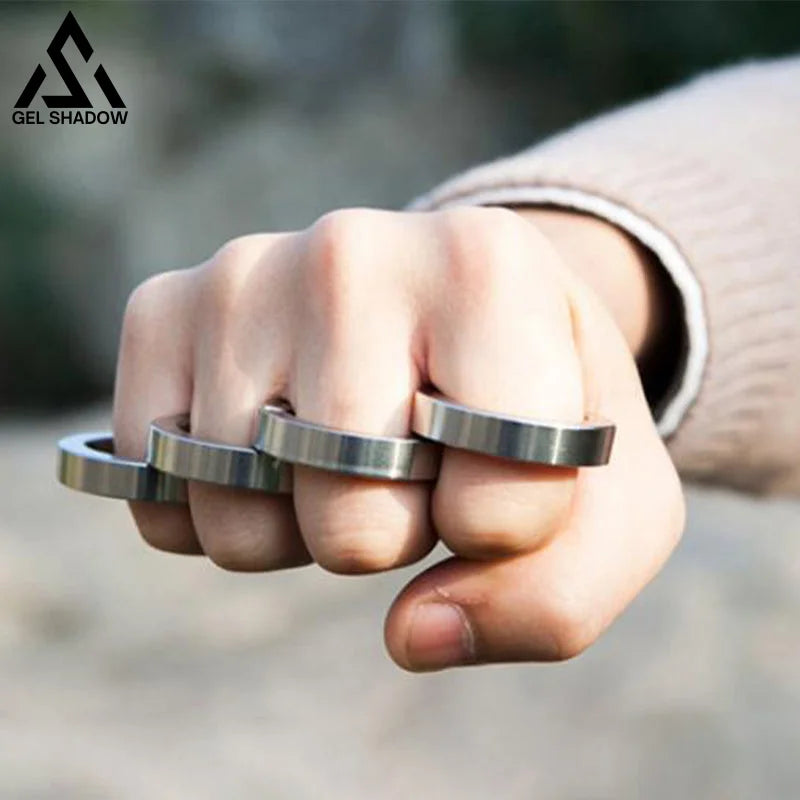 Four Finger Knuckle Duster Stainless Steel Foldable Defense-GS140 BRASSKNUCKLE - Tophatter Daily Deals