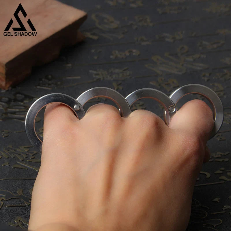Four Finger Knuckle Duster Stainless Steel Foldable Defense-GS140 BRASSKNUCKLE - Tophatter Daily Deals