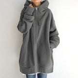 Warm Women Longline Hoodie - Oversized Fleece Layering Gray - Tophatter Daily Deals