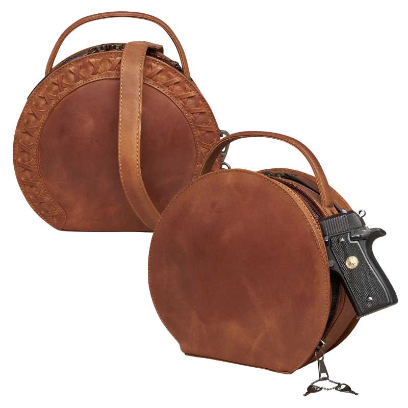 Oaklee Leather Concealed Carry Crossbody Purse Cognac Handgun Purses - Tophatter Daily Deals